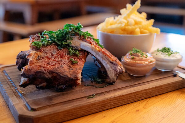 Pork ribs with chips are always a highlight